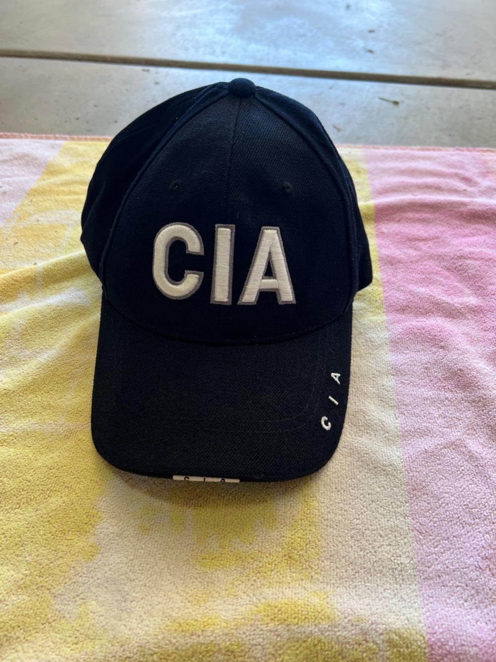 CIA Embroidered Kids Black Baseball Cap